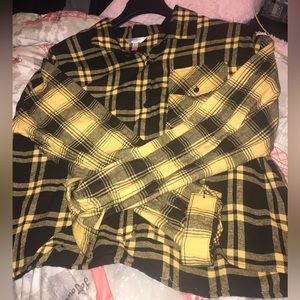 Black and yellow button up flannel